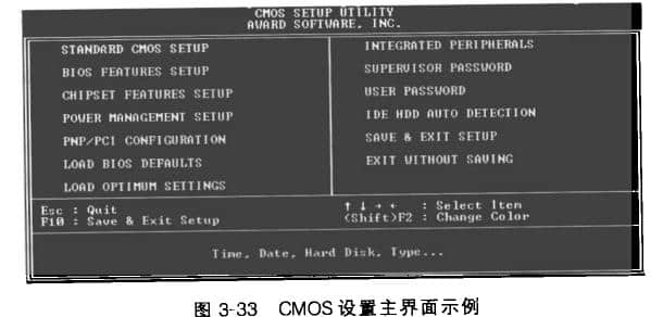 某微機(jī)系統(tǒng)的CMOS設(shè)置界面